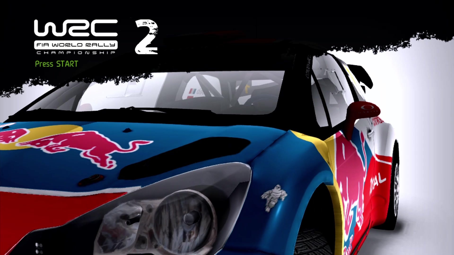 WRC 2: FIA World Rally Championship title screen for Xbox 360